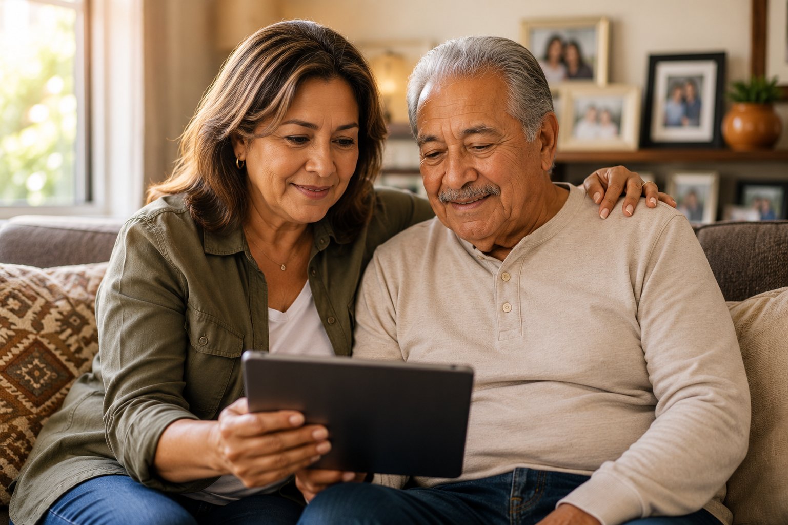 Adult daughter with her father — guaranteed acceptance life insurance, ages 50 to 80