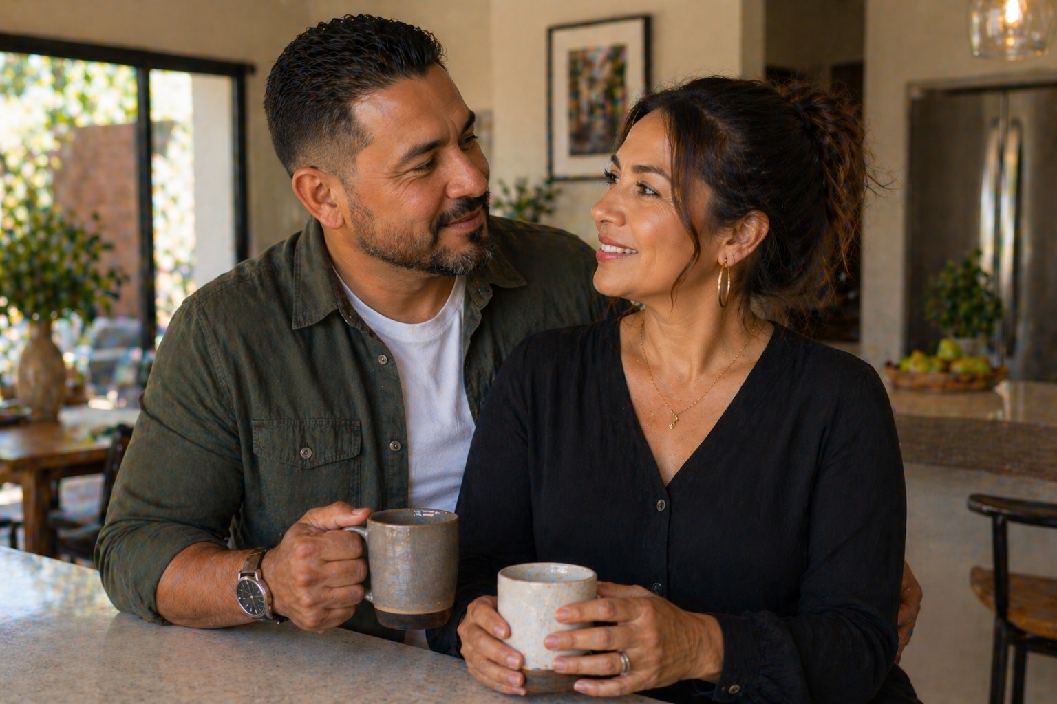 Pareja hispana en su casa — IUL para ingresos altos