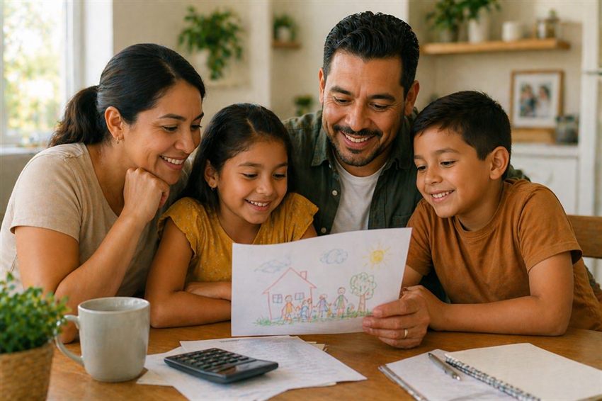 Young family at home with their children — protect your family's way of life