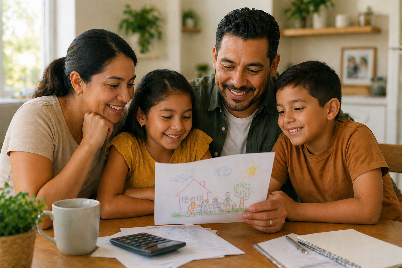 Young family at home with their children — protect your family's way of life