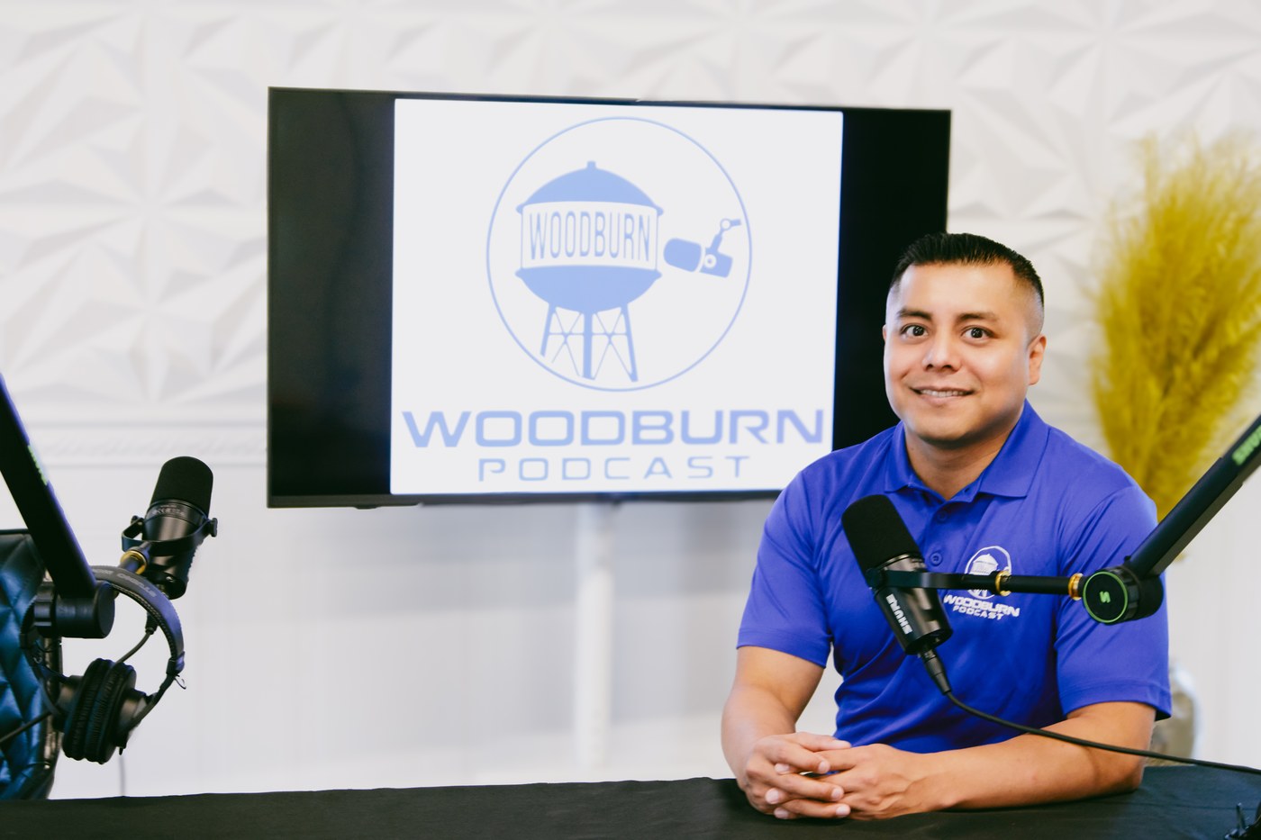 Gilbert Lopez hosting the Woodburn Podcast in Woodburn, Oregon